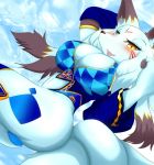  1girl artist_request breasts brown_eyes fullbokko_heroes furry open_mouth solo 