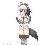  aardwolf_(kemono_friends) aardwolf_ears aardwolf_tail animal_ears bare_shoulders black_eyes black_hair black_neckwear black_shorts blush breast_pocket clenched_hands collared_shirt cowboy_shot dated elbow_gloves extra_ears eyebrows_visible_through_hair gloves grey_hair hair_between_eyes hands_up kemono_friends long_hair looking_at_viewer multicolored_hair necktie open_clothes open_fly open_mouth open_shorts panties pantyhose pocket ponytail print_gloves print_legwear print_shirt shirt shiyo_(cvn00m) shorts shorts_pull simple_background sleeveless sleeveless_shirt solo standing striped striped_panties tail twitter_username two-tone_hair unbuttoned underwear white_background wing_collar 