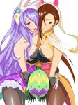  animal_ears blush breast_press breasts brown_eyes brown_hair bunny_ears bunny_girl camilla_(fire_emblem_if) carrot cleavage commentary_request corset easter easter_egg egg fake_animal_ears fire_emblem fire_emblem_heroes fire_emblem_if hair_over_one_eye highres kagerou_(fire_emblem_if) kogamon large_breasts lips long_hair multiple_girls ninja pantyhose ponytail purple_eyes purple_hair scarf spring_(season) symmetrical_docking very_long_hair wavy_hair 