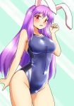  alternate_costume animal_ears blue_swimsuit blush breasts bunny_ears competition_swimsuit d-m_(dii_emu) highres large_breasts long_hair looking_at_viewer one-piece_swimsuit open_mouth purple_hair reisen_udongein_inaba solo swimsuit touhou very_long_hair 