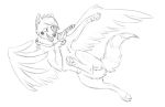  black_nose canine feathered_wings feathers feral hybrid mammal open_mouth paws reedflower sketch smile solo teeth tongue wings wolf 