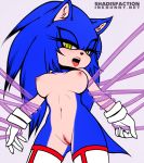  blue_fur boots breasts butt claws clitoris clothing collar ear_tuft female footwear fur gloves green_eyes hedgehog looking_at_viewer mammal nipples nude open_maw pussy rubber shadisfaction short_tail solo sonic_(series) sonic_the_hedgehog spandex teeth tentacles thick_thighs tight_clothing tongue tuft 
