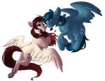  2018 alpha_channel blue_eyes blue_feathers blue_fur cutie_mark digital_media_(artwork) duo equine eyelashes fan_character feathers female feral fur horn male mammal my_little_pony pegaus silentwulv simple_background smile transparent_background white_feathers white_fur winged_unicorn wings 