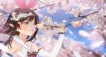  a.i._channel bangs bow cherry_blossoms commentary_request hairband highres kizuna_ai one_eye_closed pink_bow pink_hairband revision sailor_collar seicoh solo swept_bangs tree upper_body virtual_youtuber wallpaper white_sailor_collar widescreen 