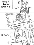  3koma blush braid brand_name_imitation comic commentary crown english english_commentary french_braid greyscale guin_guin helmet kantai_collection long_hair monochrome o_o sitting smile sparkle stunt tablet title_parody triangle_mouth warspite_(kantai_collection) wcmx wheelchair youtube 