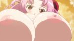  10s 1girl animated animated_gif areolae bouncing_breasts breasts female hoods_entertainment kaneko_hiraku large_breasts nipples pink_hair seikon_no_qwaser sky solo tsujidou_miyuri 