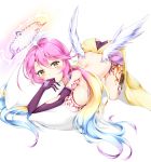  angel_wings ass back blush breasts cross feathered_wings gloves gradient_hair halo ikasoke_(likerm6au) jibril_(no_game_no_life) large_breasts long_hair low_wings magic_circle multicolored_hair no_game_no_life pillow pink_hair sideboob solo symbol-shaped_pupils tattoo top-down_bottom-up very_long_hair white_wings wing_ears wings yellow_eyes 