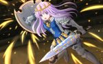  alternate_costume armor blush final_fantasy final_fantasy_xiv hair_ornament highres kazenokaze knight long_hair looking_at_viewer nepgear neptune_(series) open_eyes open_mouth paladin_(final_fantasy) purple_eyes purple_hair shield solo sword weapon 