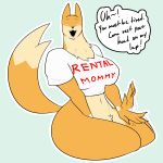  anthro big_breasts bran-draws-things breasts canine cute eyes_closed female fluffy gwen_(brandrawsthings) humanoid_hands mammal rental_mommy_shirt thick_thighs wide_hips 