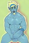  abs animal_humanoid big_penis blue-skin body_hair canine chest_hair clothing ear_piercing facial_hair humanoid kai_(pteroscreams) male mammal muscular muscular_male nipple_piercing nipples penis piercing simple_background solo standing unafkennyart 