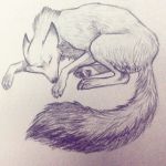  canine coyote feral fur mammal paws reedflower sleeping solo traditional_media_(artwork) 