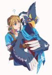  ? anthro avian beak bird blonde_hair blue_eyes breath_of_the_wild clothing duo feathers green_eyes hair humanoid hylian link looking_at_partner male male/male nintendo revali rito scarf the_legend_of_zelda undressing video_games 回転もくば 