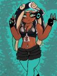  breasts clothed clothing dark_skin female inkling marina marina_(splatoon) nintendo not_furry simple_background splatoon video_games 