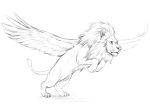  digital_media_(artwork) feline feral hybrid lion male mammal paws reedflower simple_background sketch solo white_background 