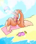  2008 beach female inkcookie lopunny nintendo pok&eacute;ball pok&eacute;mon pok&eacute;mon_(species) seaside sun towel video_games 