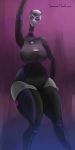  alien big_breasts breasts clothing female huge_breasts humanoid legwear mouthless not_furry simple_background stockings wide_hips ximema 