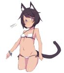  animal_ears bangle bangs bare_arms bare_shoulders bikini blush bracelet breasts brown_hair cat_ears cat_girl cat_tail closed_mouth collarbone cropped_legs dated eyebrows_visible_through_hair groin jewelry looking_at_viewer maze_(gochama_ze_gohan) navel original purple_eyes short_hair side-tie_bikini signature simple_background sketch small_breasts solo swimsuit tail white_background white_bikini 
