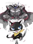  animal cat light_background morgana_(persona_5) no_humans persona_5 simple_background sword weapons white_background zorro_(persona_5) 