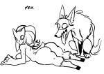  2017 anthro big_breasts big_butt black_and_white breasts butt canine caprine drooling duo female feral jijis-waifus kindred_(lol) lamb_(lol) league_of_legends male mammal mask monochrome riot_games saliva sheep tongue tongue_out video_games wolf wolf_(lol) 