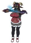  2017 absolute_territory anthro big_breasts black_hair black_nose black_sclera breasts caprine clothed clothing demon eyewear female footwear fully_clothed gloves goggles hair hi_res horn jijis-waifus kemono legwear mammal melee_weapon shoes simple_background smile socks solo sword weapon white_background yellow_eyes 