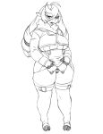  2017 3_fingers anthro bare_shoulder belly belt belt_buckle big_breasts black_and_white breasts caprine clothing clothing_lift curly_hair digital_media_(artwork) dress eyelashes female hair half-closed_eyes hi_res hooved_fingers hooves horizontal_pupils jijis-waifus legwear line_art lips lipstick long_hair looking_at_viewer makeup mammal merry_(inline) monochrome multi_breast neck_tuft nipples panties pinup pose sheep simple_background slightly_chubby socks solo standing striped_clothing striped_panties teats thick_thighs thigh_highs thigh_socks tight_clothing tuft underwear voluptuous white_background wide_hips 