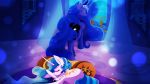  2018 blue_theme cutie_mark equine female friendship_is_magic horn mammal my_little_pony princess_celestia_(mlp) princess_luna_(mlp) rariedash sleeping winged_unicorn wings 