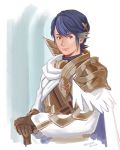  alfonse_(fire_emblem) annelie armor artist_name bad_id bad_pixiv_id blonde_hair blue_eyes blue_hair cape dated fire_emblem fire_emblem_heroes gloves male_focus multicolored_hair solo sword two-tone_hair upper_body weapon white_background 