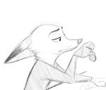  2017 anthro canine clothed clothing digital_drawing_(artwork) digital_media_(artwork) disney ears_back fox fur green_eyes male mammal nick_wilde signature sketch solo spot_color trashasaurusrex zootopia 