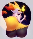  2017 ambiguous_gender anthro big_butt blush braixen butt butt_focus canine chest_tuft fire fur inner_ear_fluff looking_back mammal mousepad multicolored_fur nintendo open_mouth pok&eacute;mon pok&eacute;mon_(species) rear_view simple_background solo star stick torch tuft two_tone_fur video_games white-castle 