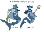  alpha_channel breasts effects female fish growth magic marine melee_weapon muscle_growth polearm shark simple_background strength toony transformation transparent_background trident virmir weapon 