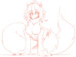 2016 animal_humanoid areola big_breasts big_hands black_sclera breasts chest_tuft female fluff_snake fur horn humanoid hybrid lamia monster_girl_(genre) navel nipples nude open_mouth pointy_ears reptile scales scalie shenti simple_background sketch snake solo sub-res tuft white_background 