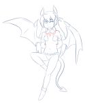  bat_wings breasts clothed clothing demon demon_wings female flat_chested footwear hair hands_behind_back hi_res humanoid line_art long_hair looking_at_viewer membranous_wings monster_girl monster_girl_(genre) monster_girl_quest navel not_furry one_eye_closed partially_clothed pigtails pointy_ears race_swap simple_background sketch skimpy small_breasts smile solo spade_tail spread_wings succubus tamamo tattoo thundragon video_games white_background wings 