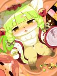  1girl artist_request breasts brown_eyes character_request fullbokko_heroes furry green_hair open_mouth solo 