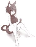  2016 animal_humanoid bike_shorts breasts cat_humanoid clothed clothing digital_drawing_(artwork) digital_media_(artwork) feline female fully_clothed greyscale hair hi_res humanoid inner_ear_fluff looking_at_viewer mammal monochrome short_hair shorts simple_background sitting sketch sleeveless smile solo sub-res sweater white_background 