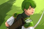  annelie arrow back bad_id bad_pixiv_id bow_(weapon) dated fire_emblem fire_emblem:_monshou_no_nazo gordon_(fire_emblem) grass green_eyes green_hair male_focus open_mouth quiver solo teeth weapon 