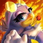  anthro avian bandanna bird blue_eyes clothing cloud english_text eyewear female gloves jewelry necklace smile solo sonic_(series) sonic_riders sunglasses text v-mordecai video_games wave_the_swallow 