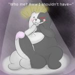  anthro balls bear big_penis blush danganronpa da~blueguy dialogue erection laugh male mammal monokuma navel penis solo 