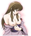  breasts fujino_shizuru japanese_clothes kimono large_breasts my-hime nipples sabachiyo_land solo topless yukata 