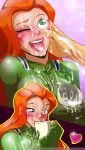  blush bukkake cum open_mouth orange_hair sam_(totally_spies) tongue_out totally_spies 