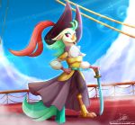  2018 avian bird captain_celaeno_(mlp) clothing female hat melee_weapon my_little_pony my_little_pony_the_movie parrot pegleg piercing pose ship solo sword the-butcher-x vehicle weapon 