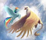  2018 avian begasuslu equine female flying friendship_is_magic gilda_(mlp) gryphon mammal my_little_pony pegasus rainbow_dash_(mlp) wings 