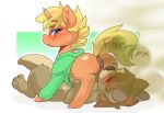  2018 anthro anthro_on_feral anus backsack balls bestiality blue_eyes blush butt clothing digital_media_(artwork) duo equine eyes_closed fart fart_fetish feral fur hair horn horse looking_back lying male mammal mustelid my_little_pony nastysashy_(artist) nude on_back otter pony simple_background smile sniffing standing sweater text unicorn 
