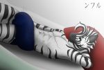  2018 anthro bulge clothed clothing digital_media_(artwork) equine fan_character flash_draw fur hair hi_res lucatiel male mammal monochrome multicolored_fur simple_background solo standing underwear white_fur zebra 