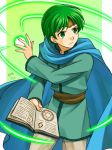  bad_id bad_pixiv_id book cape circlet dated green_eyes green_hair male_focus miz_(nnsz2472) shizeru_(tear_ring_saga) solo tear_ring_saga vestaria_saga 