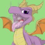  all_fours close-up cute da~blueguy dragon drooling fangs feral horn looking_at_viewer male mouth_shot nude open_mouth portrait purple_eyes purple_skin saliva scales scalie sharp_teeth smile smoke solo spyro spyro_the_dragon teeth tongue tongue_out video_games western_dragon wings 