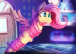  2018 anthro digital_media_(artwork) equine feathered_wings feathers female fluttershy_(mlp) friendship_is_magic fur hair hi_res inside long_hair mammal my_little_pony pegasus pink_hair solo thediscorded wings 