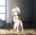  1girl after_rape barefoot bed blonde_hair blue_eyes feet gochuumon_wa_usagi_desu_ka? kirima_sharo meme sitting window 