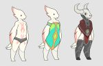  anthro armor avian barefoot chibi clothed clothing dot_eyes dress feathers full-length_portrait fully_clothed glowing glowing_eyes grey_background horn laefa_padlo leg_markings legwear male markings pink_feathers pink_markings portrait qualzar simple_background skull solo standing topless two_toned_feathers underwear white_feathers white_tail yellow_eyes 