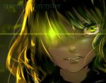  blonde_hair english fangs glowing glowing_eye gradient gradient_background green_eyes hair_between_eyes looking_at_viewer mizuhashi_parsee scowl short_hair sketch solo teeth temu_(tem27) touhou upper_body wing_collar 