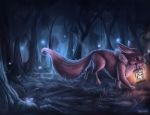  bluelight cute detailed deviantart digital_media_(artwork) digitalart drawing eevee eeveelution feral forest illustration lantern magic naviwavi night nintendo pok&eacute;mon pok&eacute;mon_(species) tree video_games 